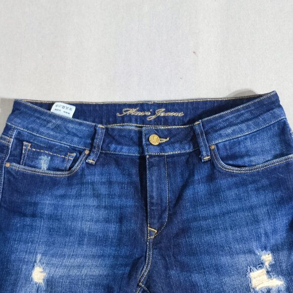 Mavy Jeans shorts women's size 31 ink blue colour Karly mid rise ripped denim - Picture 2 of 14